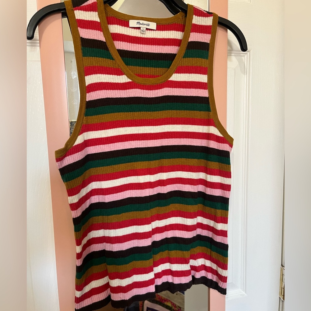 Striped sweater tank, lightly worn
